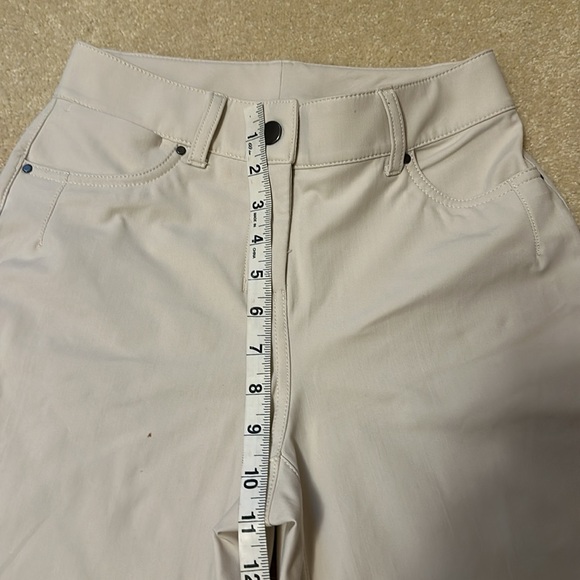 Lululemon lightweight stretchy zip front 5 pocket crop pants beige size 24 waist - Picture 9 of 13